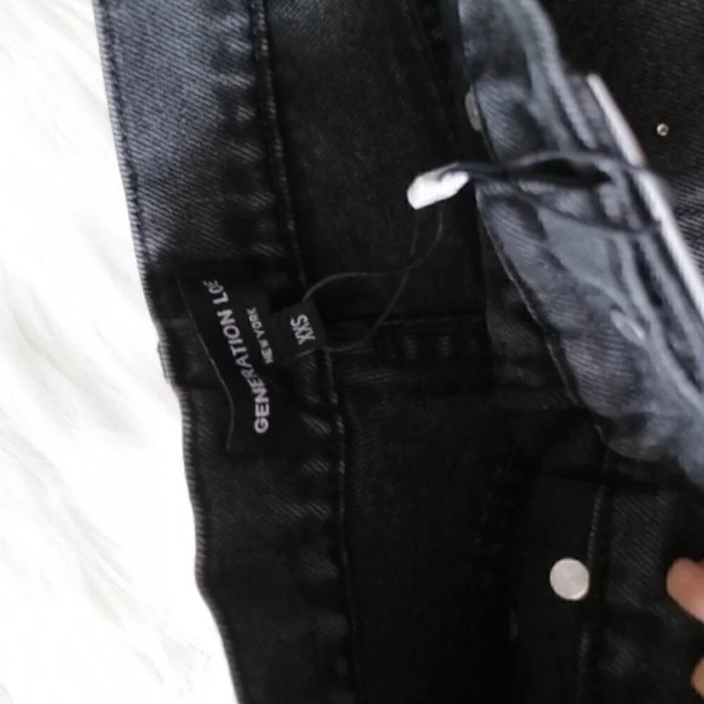 NWT Generation Love Freya Crystal High Rise Black Denim Jean Shorts Size XXS